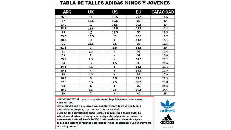 Talle de hotsell botines adidas