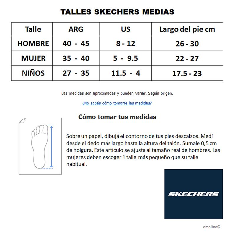 Medias-Skechers-Low-Cut-Guia-de-Talles
