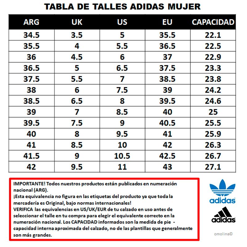 Zapatillas adidas Originals Predator Sala W Mujer GUIA DE TALLES