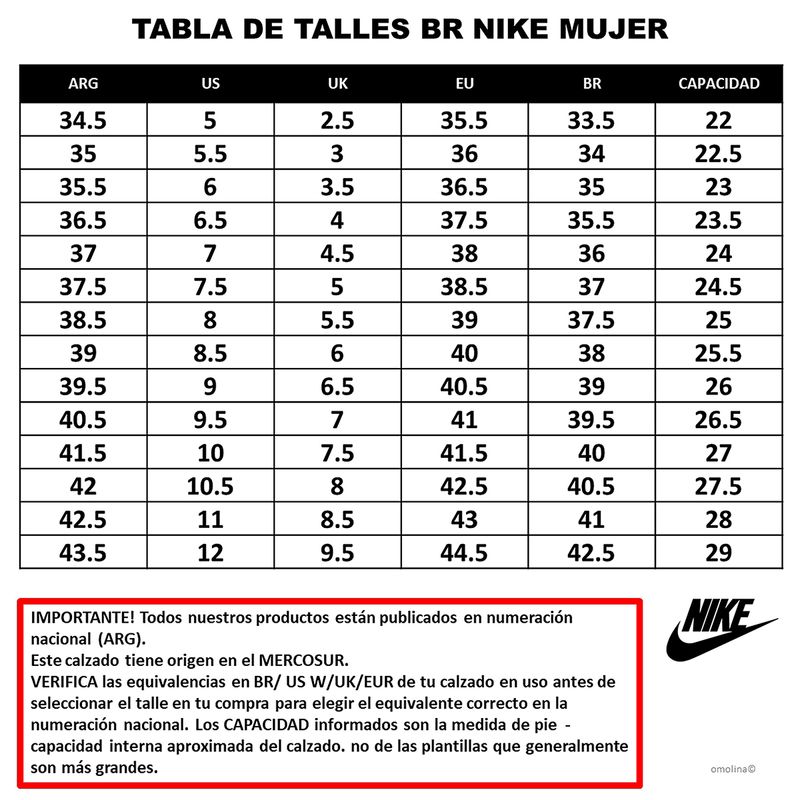Zapatillas Nike W  V5 Rnr Na8 Mujer GUIA DE TALLES