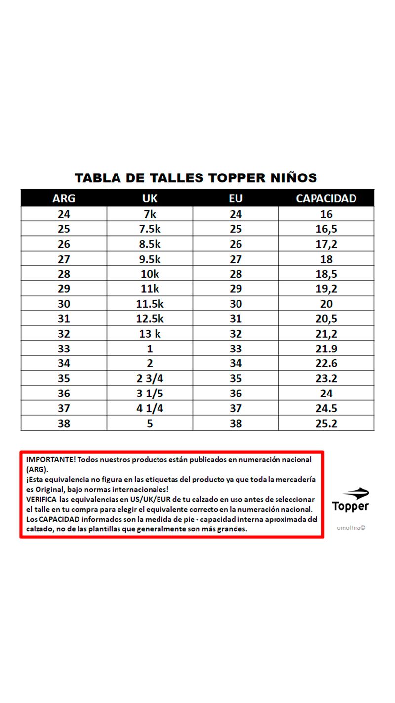 Zapatillas-Topper-Fast-Kids-GUIA-DE-TALLES